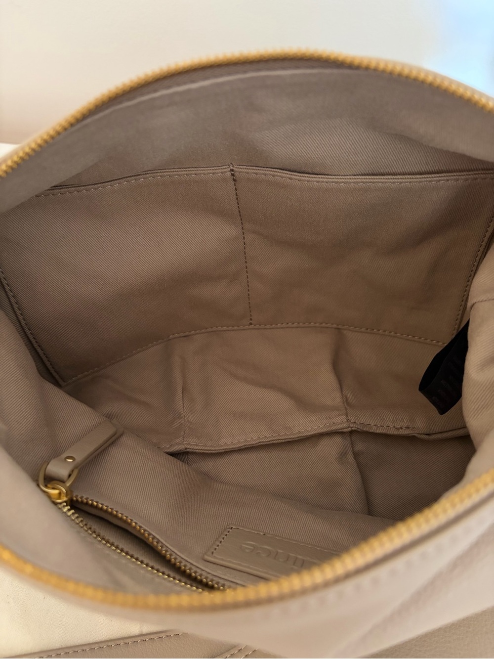 Quince Italian Leather Convertible Crescent Shoulder Bag in Taupe - Picture 7 of 12